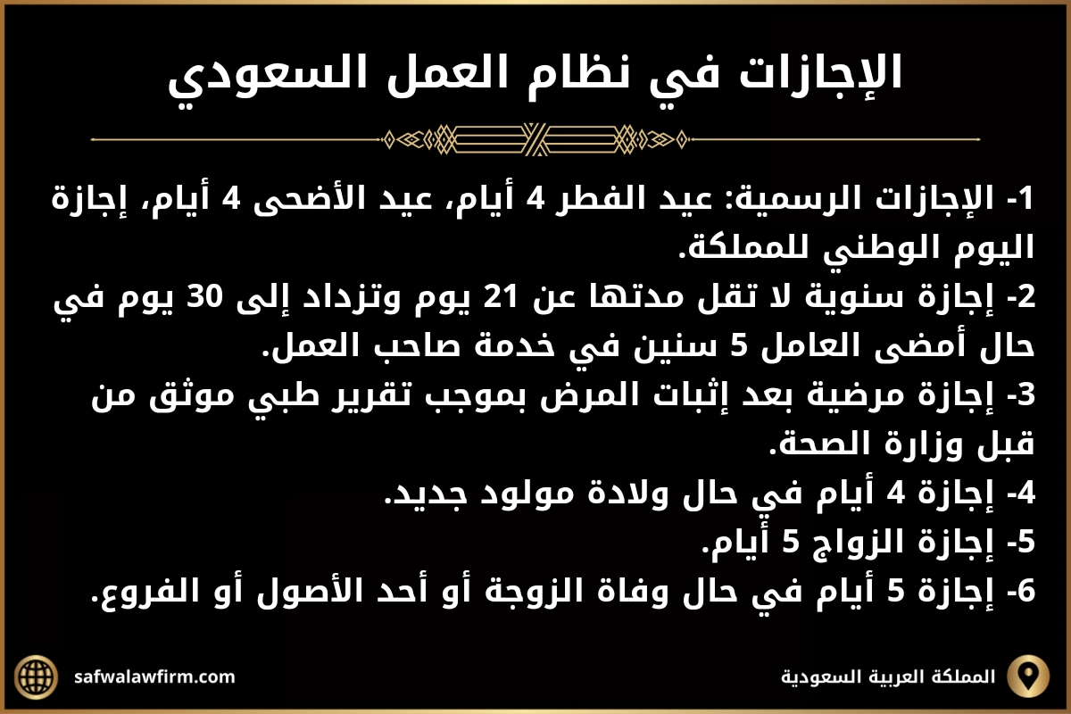 ما هي لائحة الإجازات المرضية الموارد البشرية الجديدة في السعودية؟ 2 الإجازات في نظام العمل السعودي