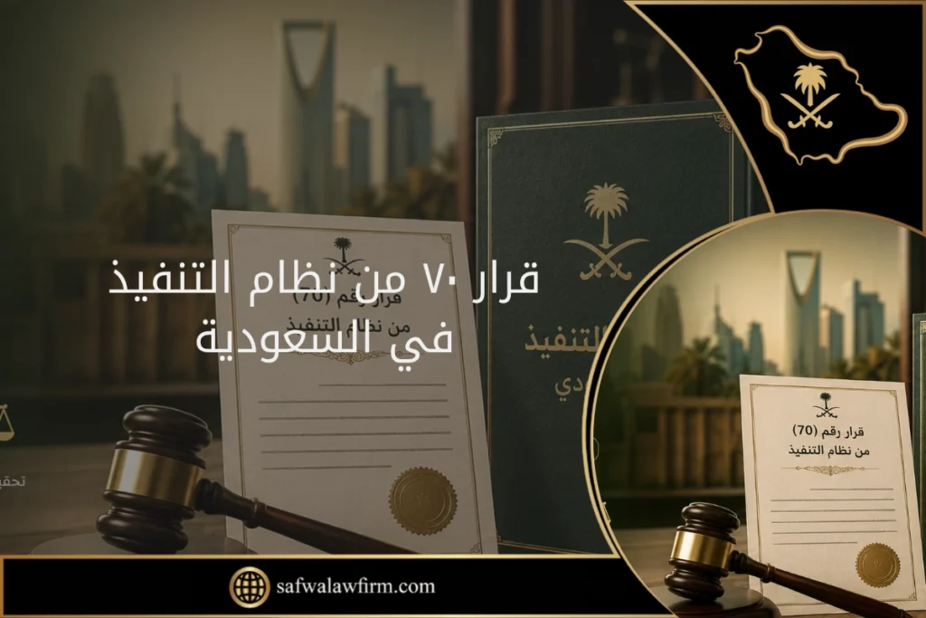 قرار 70 من نظام التنفيذ في السعودية