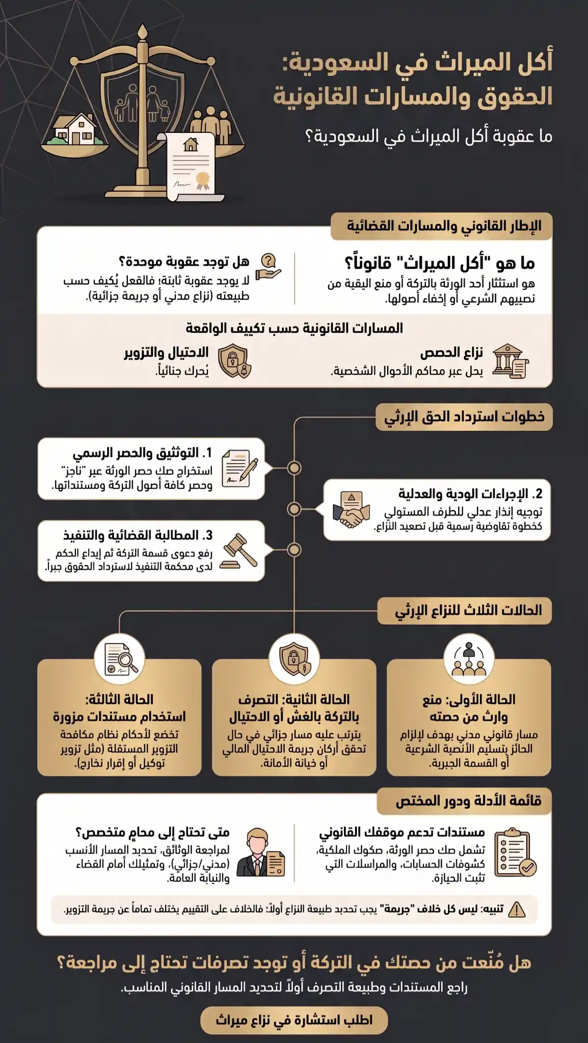 عقوبة آكل الميراث في السعودية